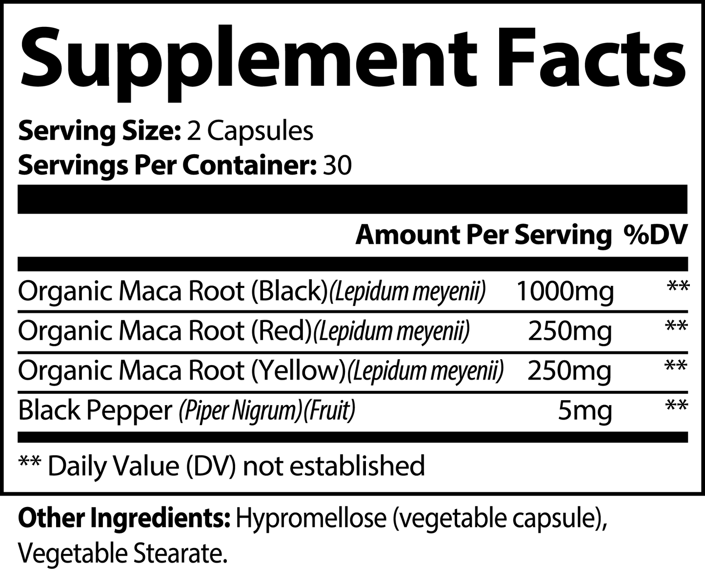 Maca Plus 60 Caps - Libido, Fertility, Stamina, Energy Boost
