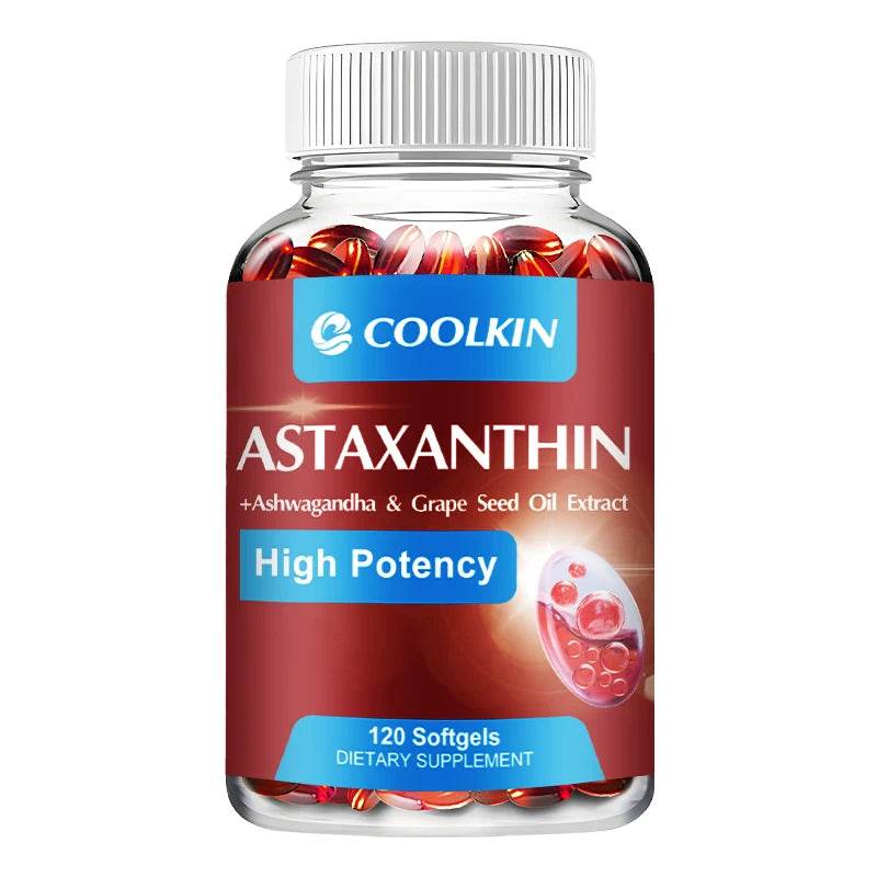 Astaxanthin 24mg - with Ashwagandha, Grape Seed Oil Extract - Supports Eye and Skin Health, Antioxidant - 120 Capsules One - Trial stage United States