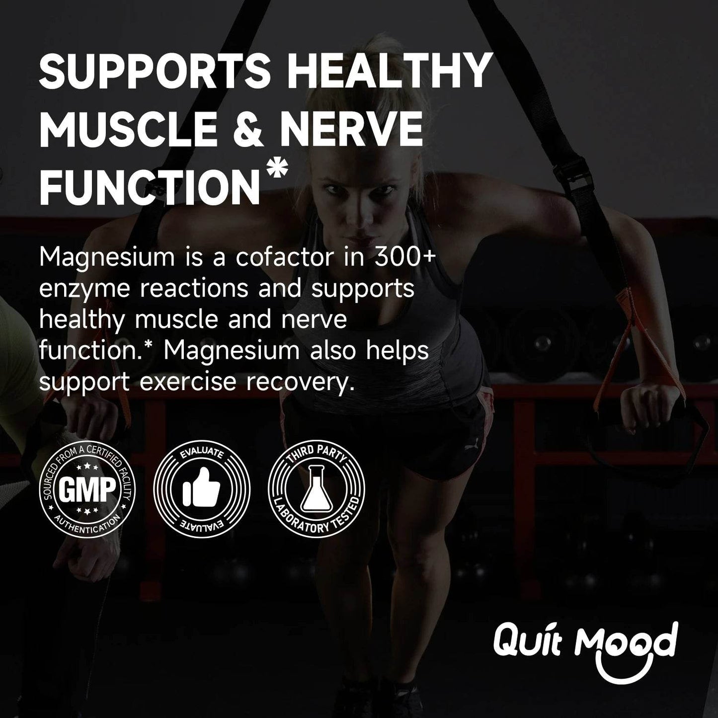 Quitmood Triple Magnesium Complex | 300mg of Magnesium Glycinate, Malate, & Citrate for Muscles, Nerves, & Energy | High Absorpt