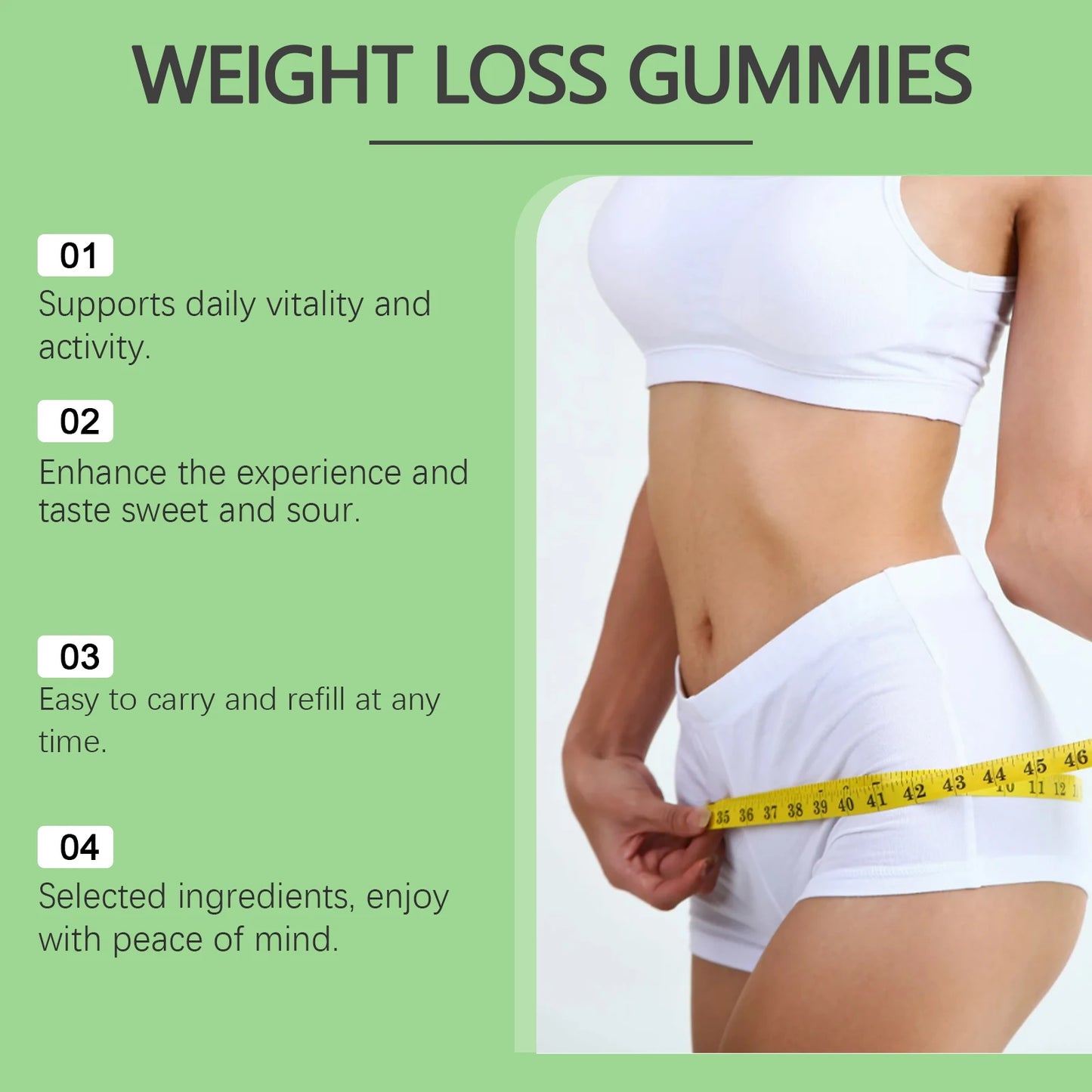 Googeer 30pcs Slimming Body Gummies Fat Burner Energy Support Dietary Supplement Fruit Flavor Anti Cellulite Weight Loss Gummies