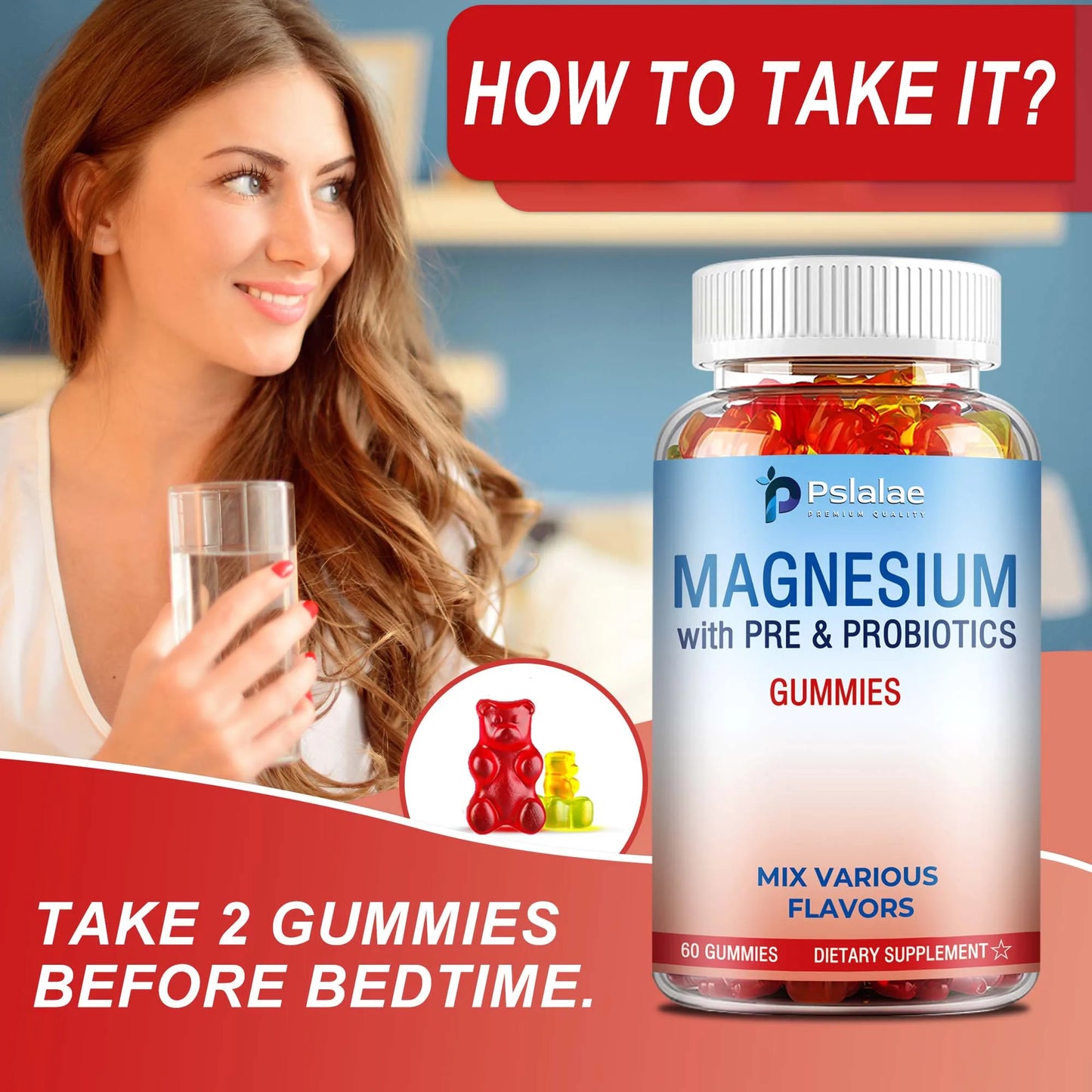 Magnesium Citrate - Supports Muscles, Nerves, Bones and Heart, Reduce Stress and Improve Sleep - 60 Gummies