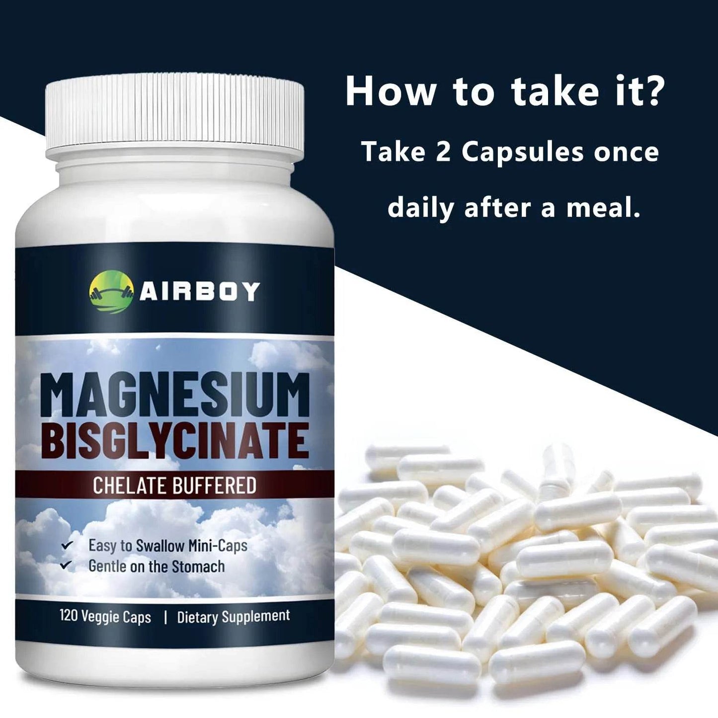 Magnesium Bisglycinate Supplement - Muscle, Nerve, Sleep, Joints, Bones Health, Immune & Energy - 120 Capsules