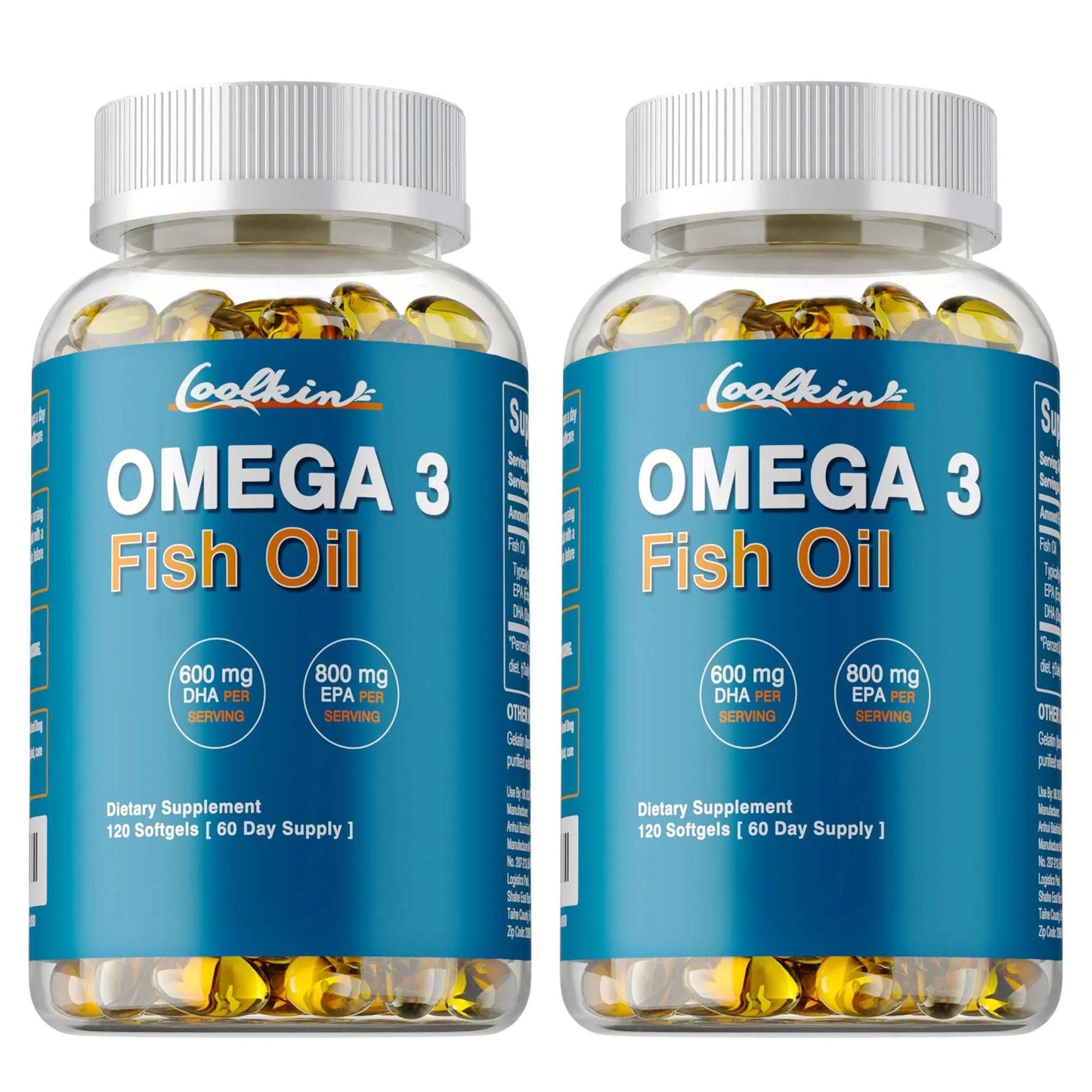 Omega 3 Fish Oil - with DHA & EPA - Supports Brain, Nervous System, Cardiovascular, Skin Health, Antioxidant - 120 Capsules Two - More favorable United States