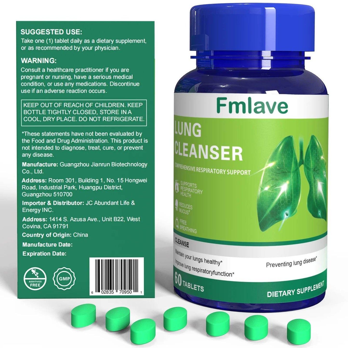 Lung Cleanser Health Supplement, Powerful Herbals Extract Formula For Lung Cleanse, Immune & Mucus Support, 60 Tablets (36g)