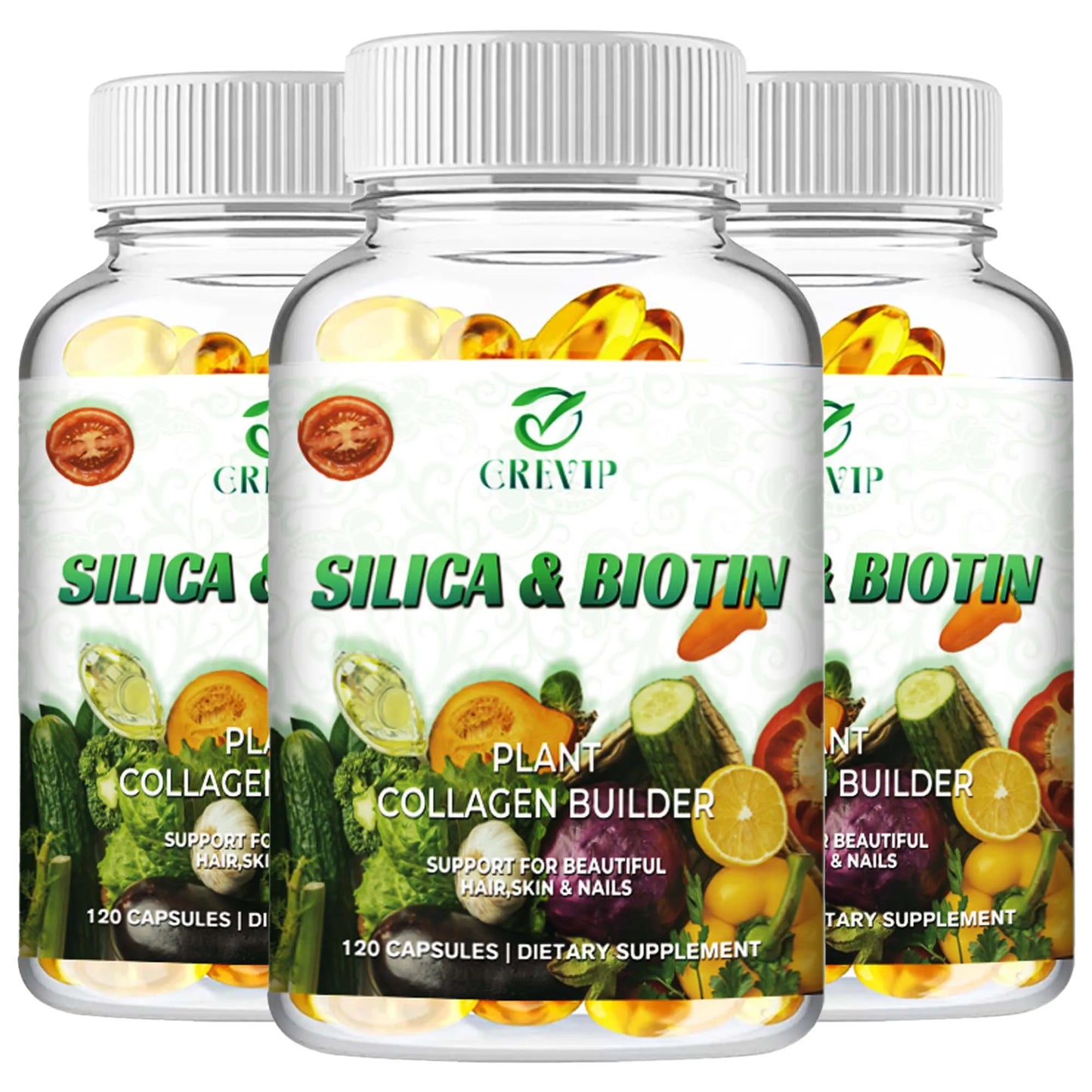 Vegan Collagen Supplement - Biotin - Hair, Skin, Nails and Joint Support - 120 Capsules Three - Best choice United States