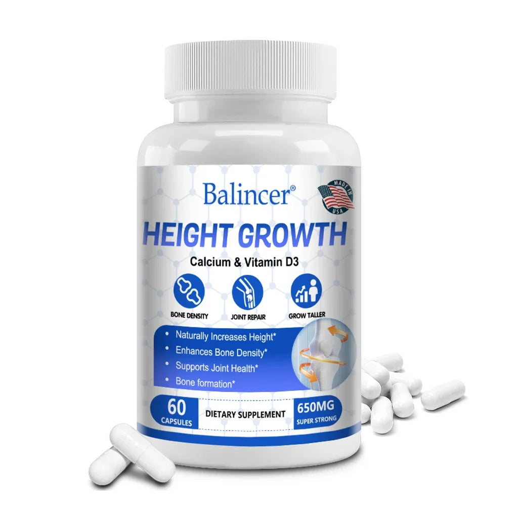 Bone Growth - Growth Supplement for Adults and Children - Grow Taller, Increase Bone Density, Reduce Bone Loss, Osteoporosis 60count United States