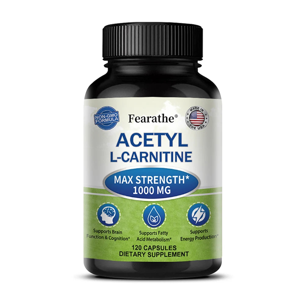 Acetyl L-Carnitine Supplement 1000 mg, Brain and Nerve Cell Function, Fatty Acid Metabolism, Brain Enhancer United States 120 count