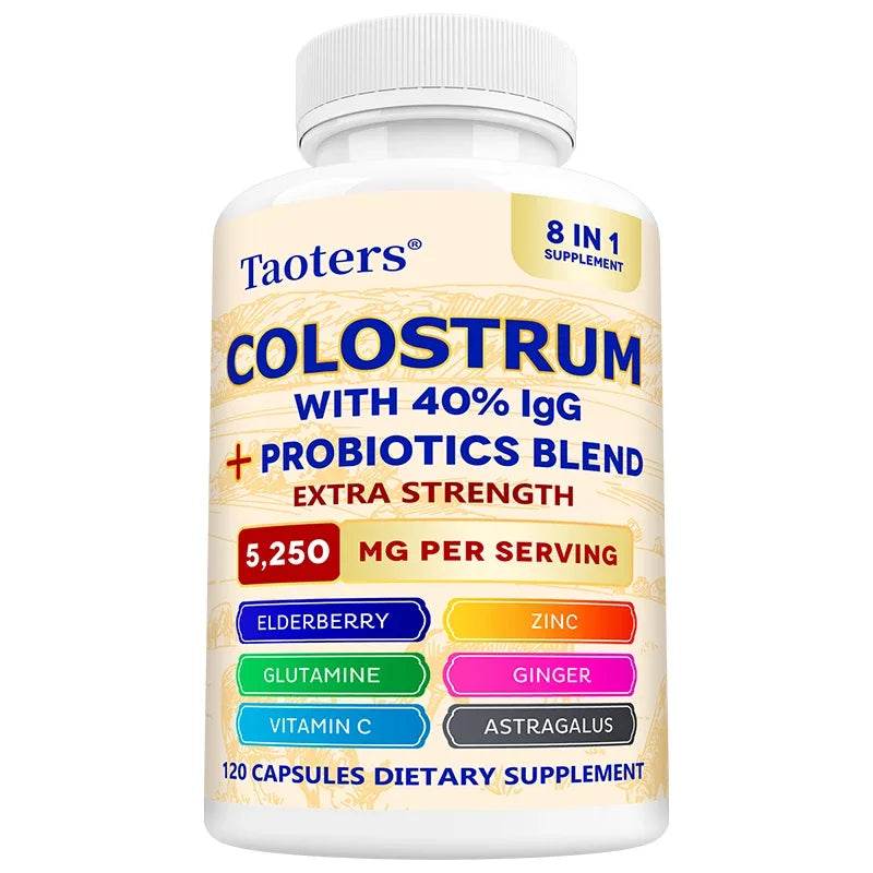 Colostrum Supplement Capsules 5250 Mg, Grass Fed Colostrum (40% IgG 500 Mg, Probiotics 50 Mg. Vitamin C Ginger Zinc United States 120count