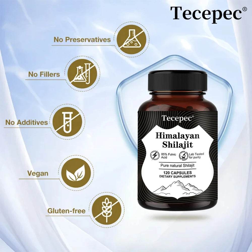 Natural Himalayan Shilajit Capsules - Rich in 85+ Trace Minerals, Good for Brain, Energy, Muscles, Joint Support, Heart Health