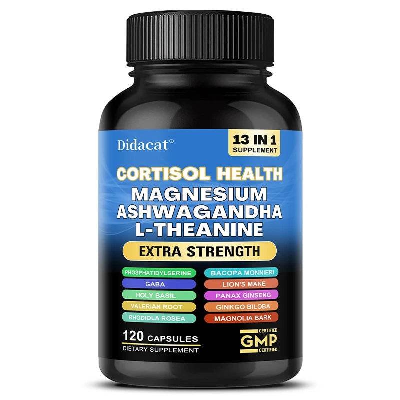 13-in-1 Cortisol Supplement - Magnesium Ashwagandha for Brain Memory, Thinking, Brain Cell Health, Mood, Relaxation United States 120count