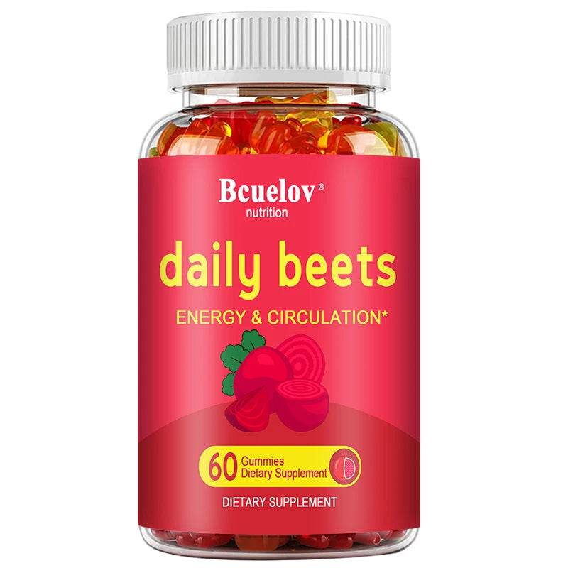 Beetroot Gummies - with Grapeseed and Anthocyanins - Energy, Circulation and Heart Health, Blood Pressure Support, Antioxidants 60count United States