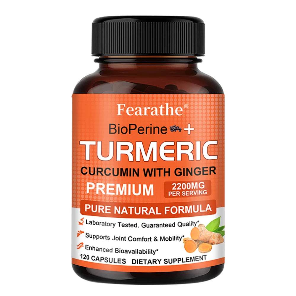 Fearathe Turmeric Supplement - Contains black pepper and ginger for antioxidant benefits, improved joint mobility, inflammation United States 120 count