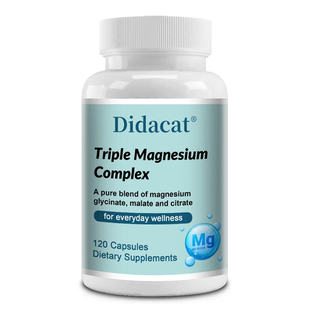 Magnesium Glycine, Malate & Citrate Capsules – Muscle, Bone, Cardiovascular & Nerve, Highly Absorbable, Triple Magnesium Complex United States 120 count