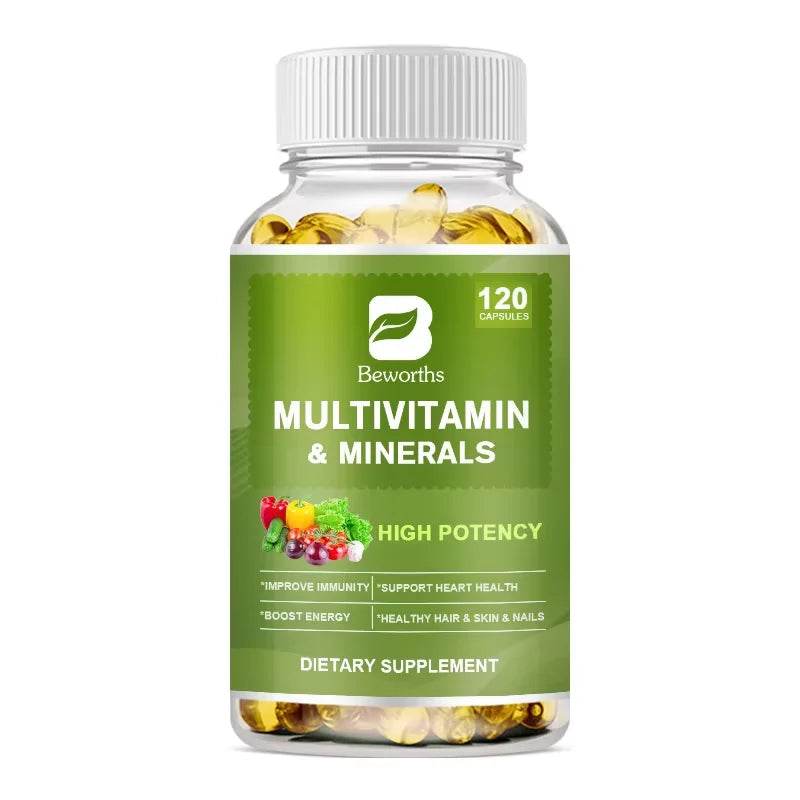BEWORTHS Complex Vitamin Mineral Capsules Support Immune Health and Metabolic Health Comprehensive Health Support for Adults 120pcs United States