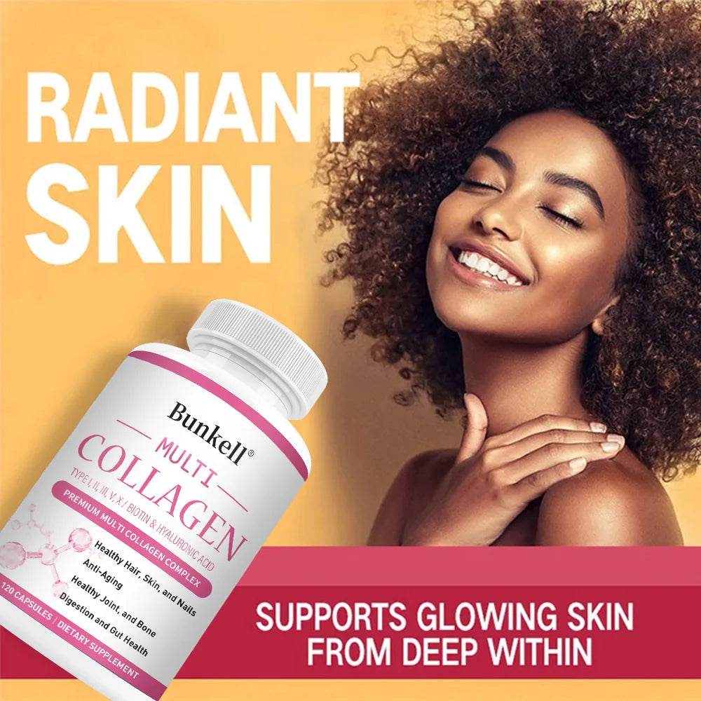 Collagen Complex with Hyaluronic Acid, Biotin - Hydrolyzed Collagen Types I, II, III, V, X; Hair, Skin, Nails, Joint Support