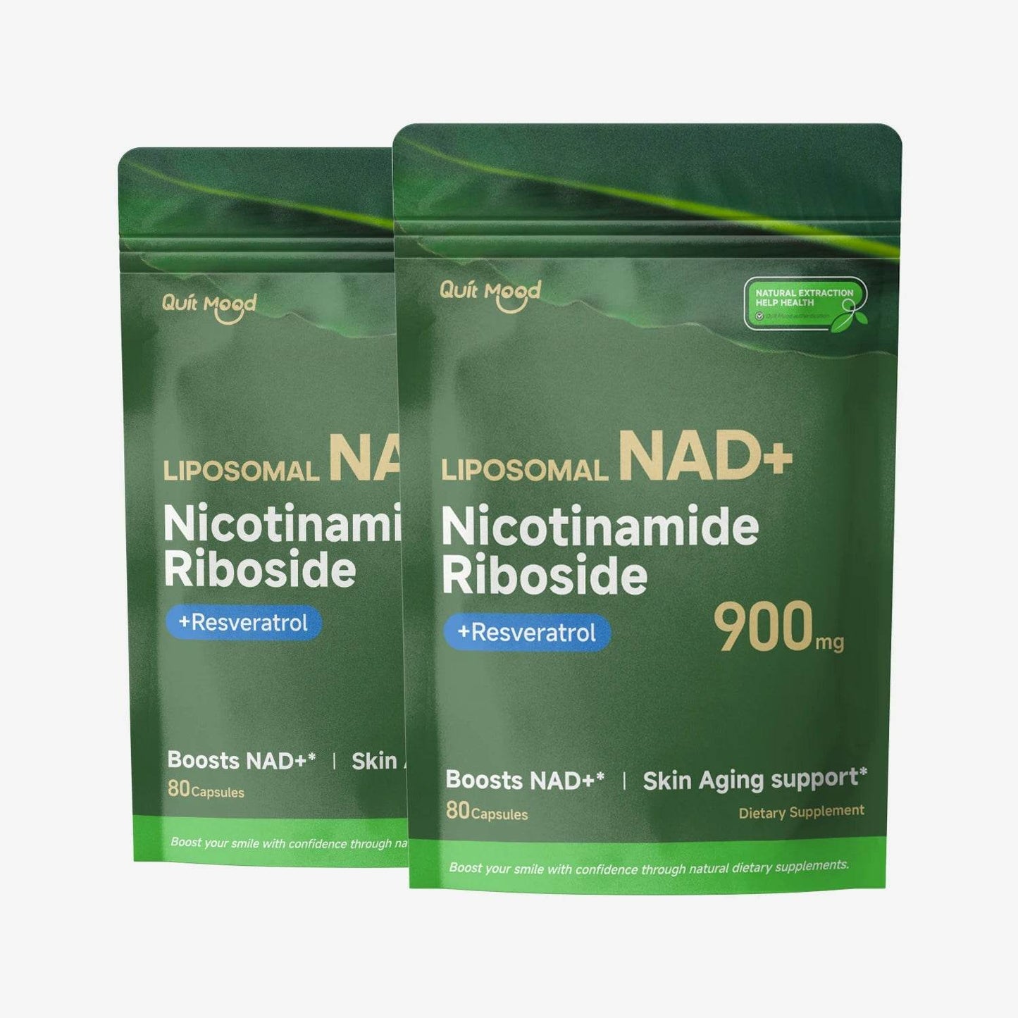 NR900 Supplement - Liposomal Nicotinamide Riboside, Resveratrol, Quercetin by Quitmood- High Purity NAD Supplement for Ski 2 Pcs United States