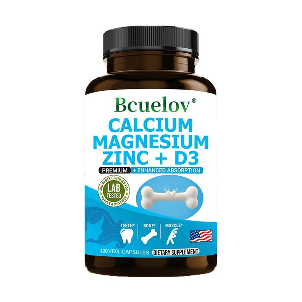 Calcium Magnesium Zinc Vitamin D3 Supplement, Helps Bones, Muscles and Nerve Function, Immune Function and Overall Health United States 120 count