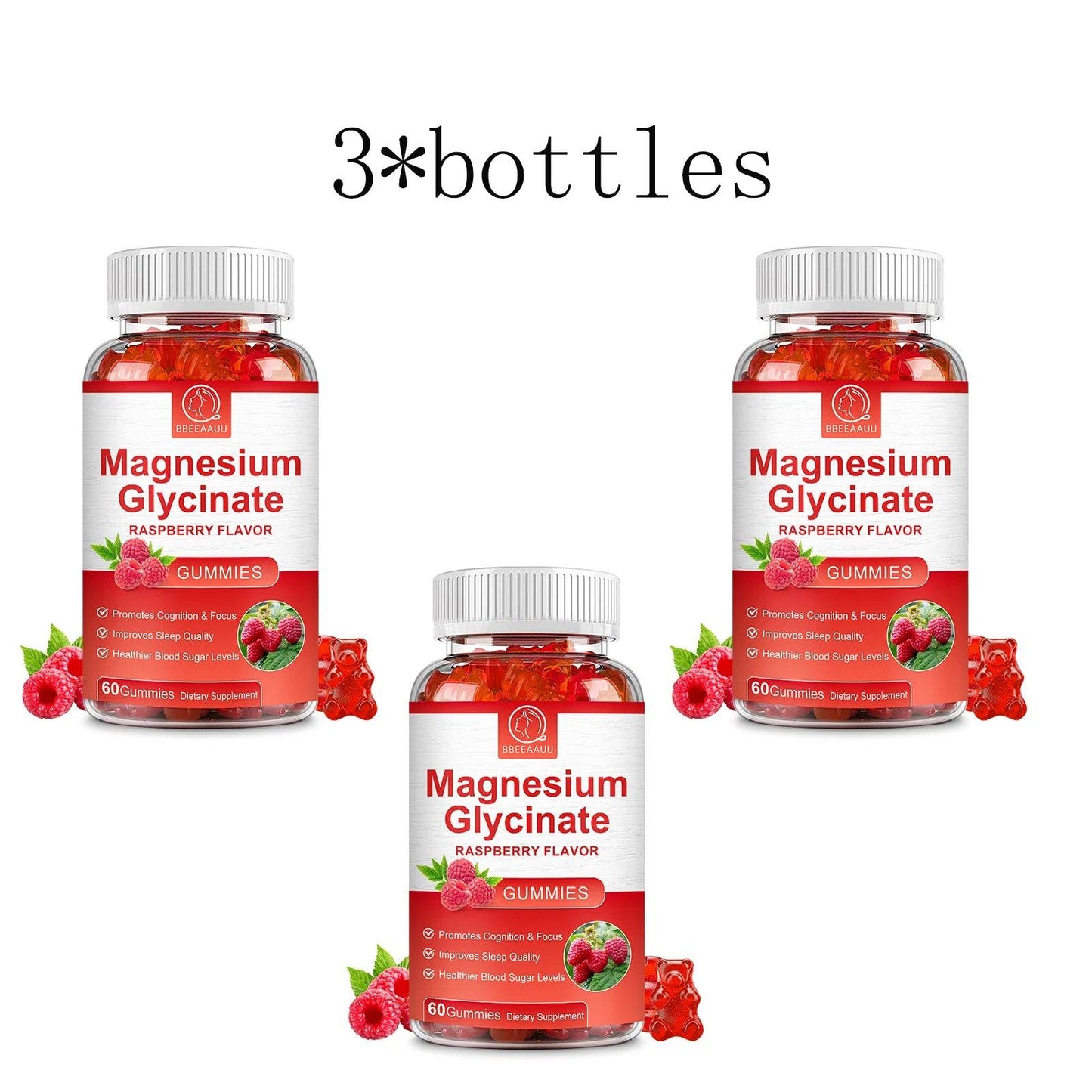 Magnesium Glycinate Gummies - Sugar Free Magnesium Potassium Supplement for Calm Support & Sleep for Adults 3 bottles United States
