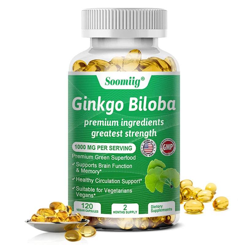 Premium Ginkgo Extract Supplement with B Vitamins for Brain Function, Memory, Circulation, Antioxidant, Health 120count United States