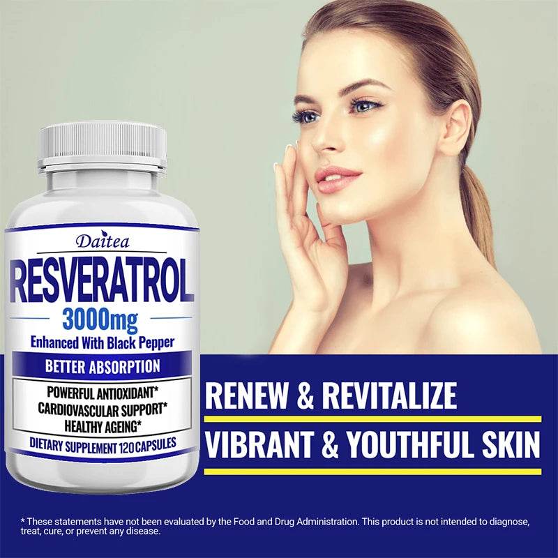 Natural Resveratrol Antioxidant – Boosts Energy, Skin, Brain & Immune Health
