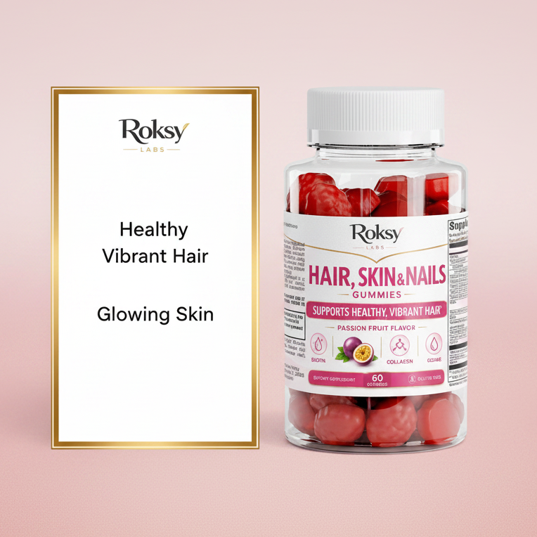 Roksy Hair, Skin & Nails Gummies 60 count for collagen supplements for skin health