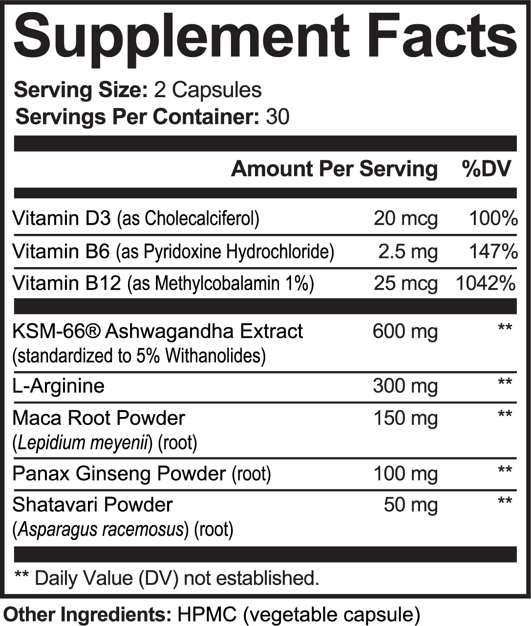 Roksy Dietary Supplement for Energy in capsule form with detailed nutritional information