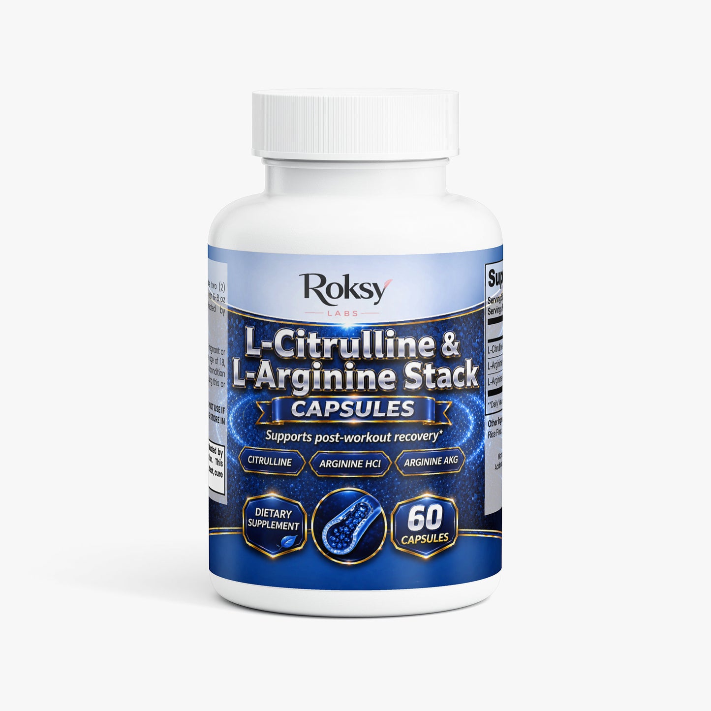 L-Citrulline et L-Arginine en stack 60 gélules pour l'entraînement