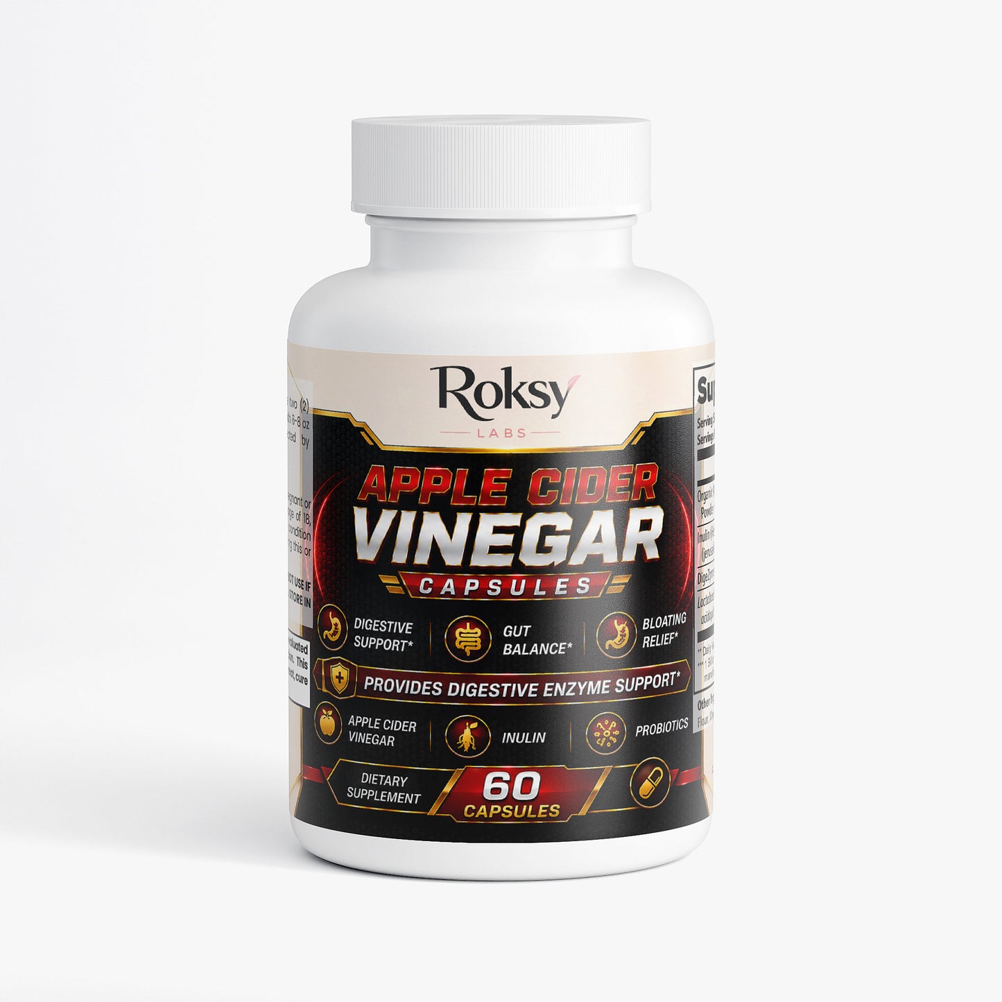 Apple Cider Vinegar Capsules 60ct for weight loss with probiotics and digestive enzymes
