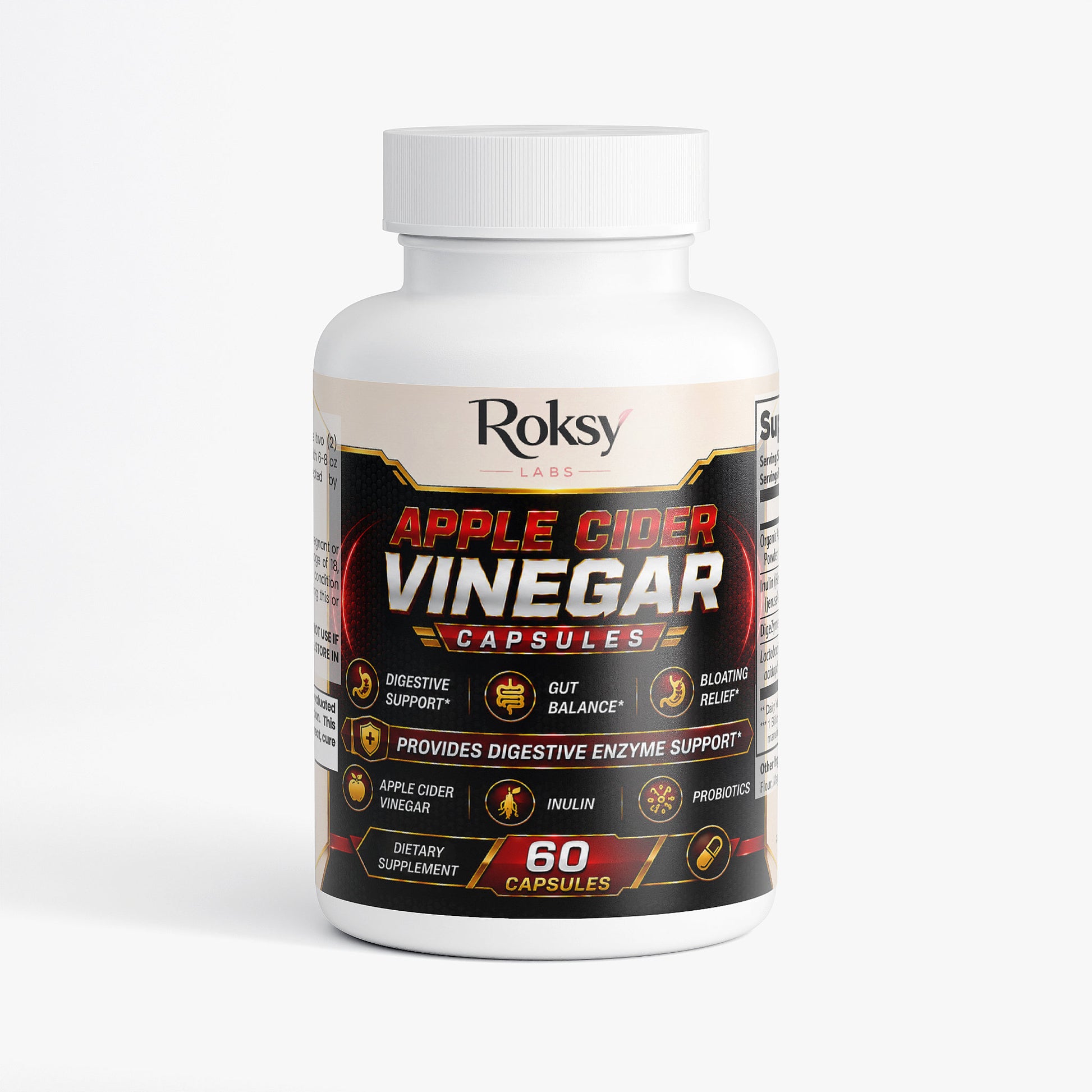 Apple Cider Vinegar Capsules 60ct for weight loss with probiotics and digestive enzymes

