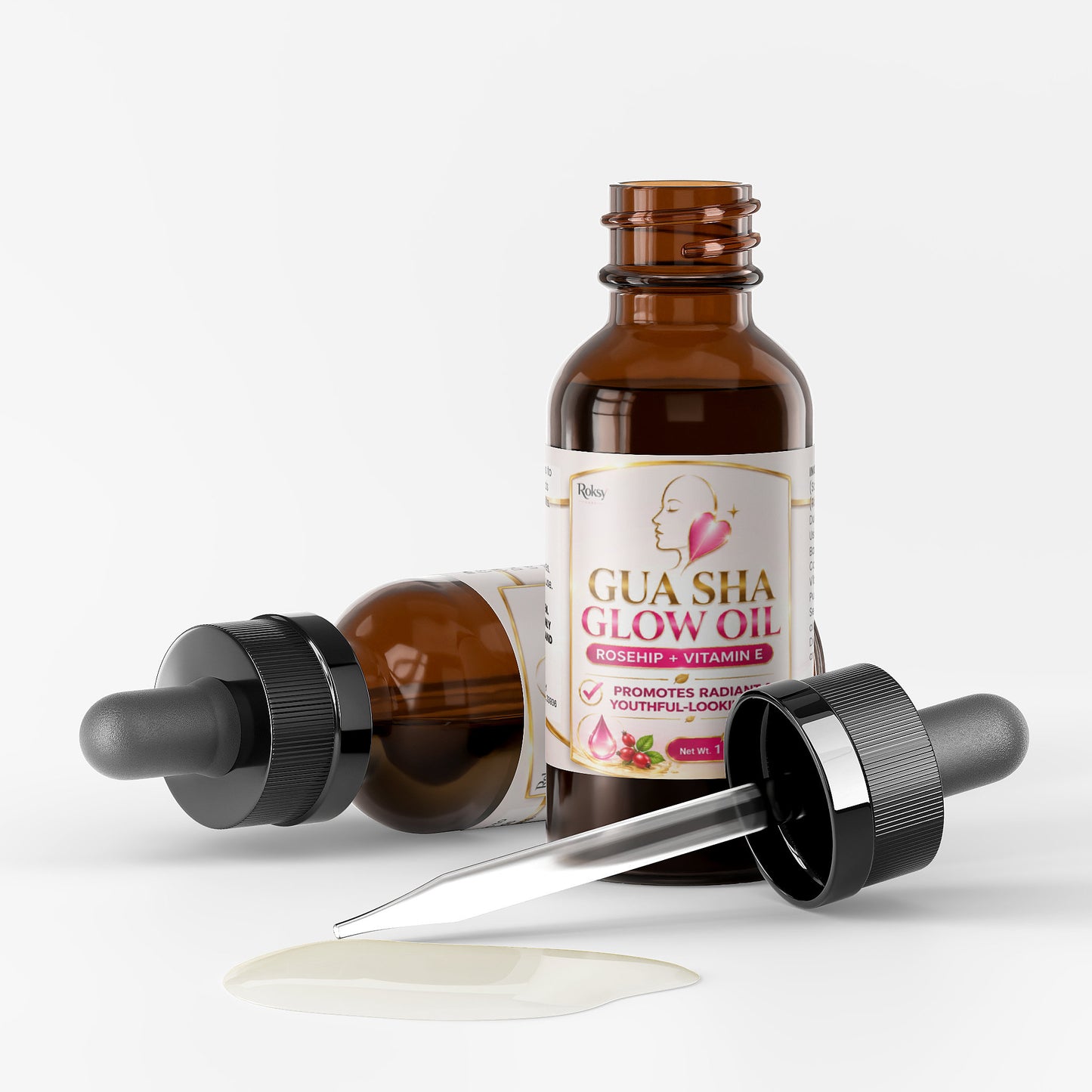 Gua Sha Face Oil 2 Pack | Best Face Oil for Gua Sha with Rosehip and Vitamin E | Radiant Glow | 1 fl oz each