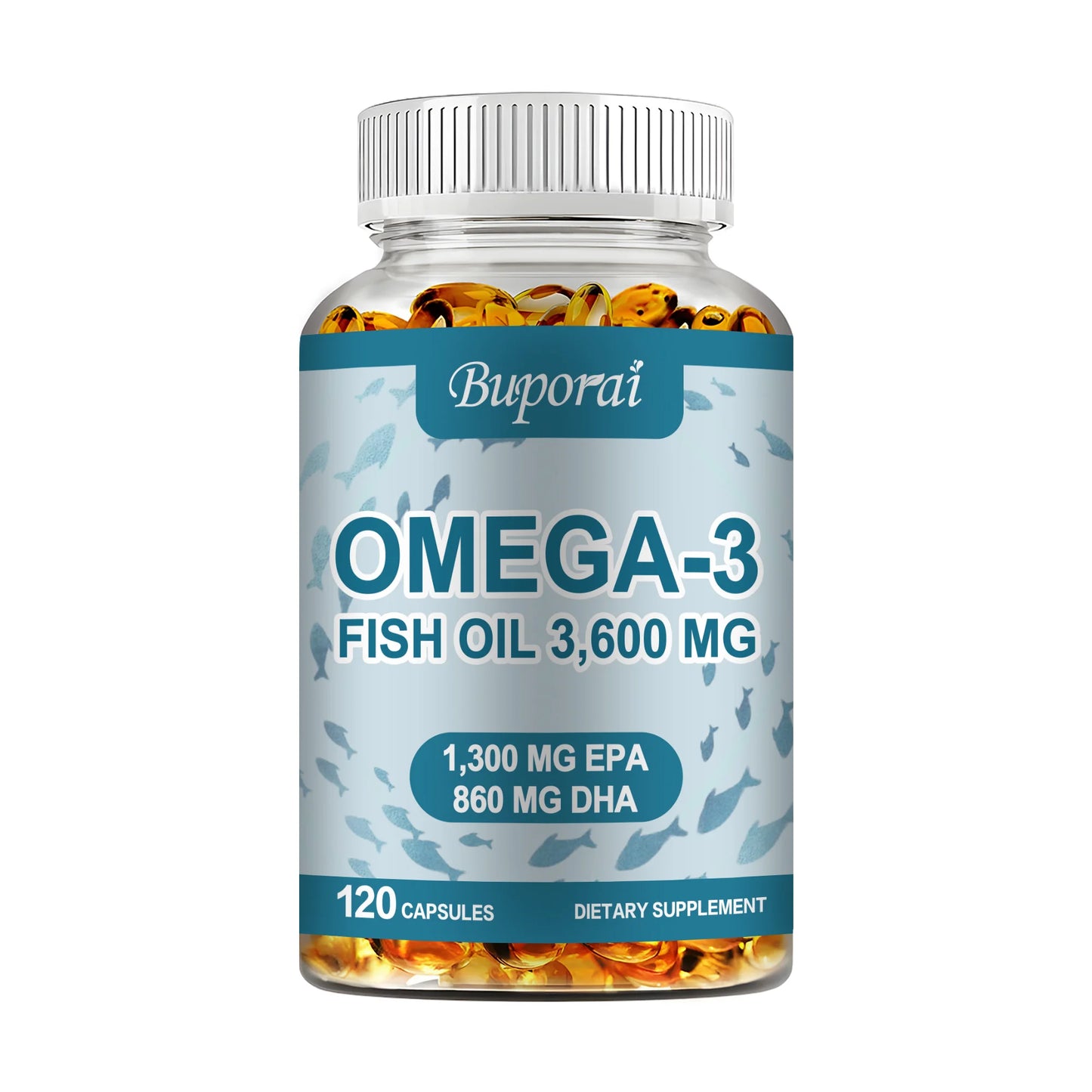 Omega 3 Fish Oil - Benefits The Cardiovascular System, Cognitive Function, and Learning Ability - 120 Capsules