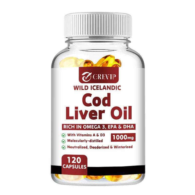 Cod Liver Oil - Heart Joint Brain & Immune Support - Omega 3 EPA/DHA - 120 Capsules One-Trial stage United States