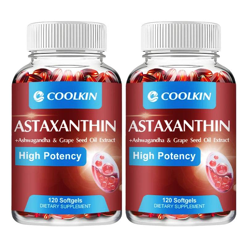 Astaxanthin 24mg - with Ashwagandha, Grape Seed Oil Extract - Supports Eye and Skin Health, Antioxidant - 120 Capsules Two - More favorable United States