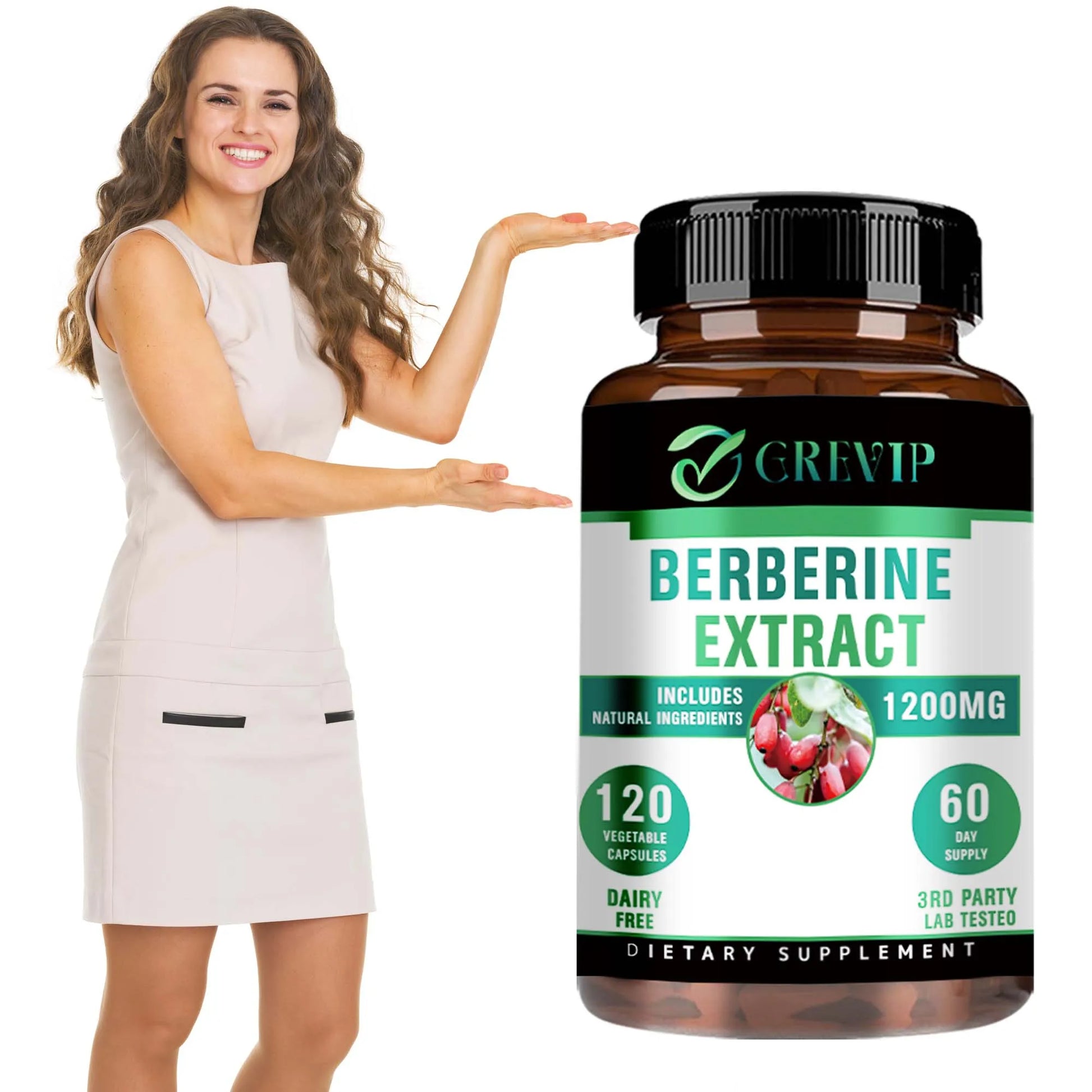 Berberine Supplement 1200mg - Gut Health, and Enhance Immunity, Helps with Glucose Levels - 120 Capsules