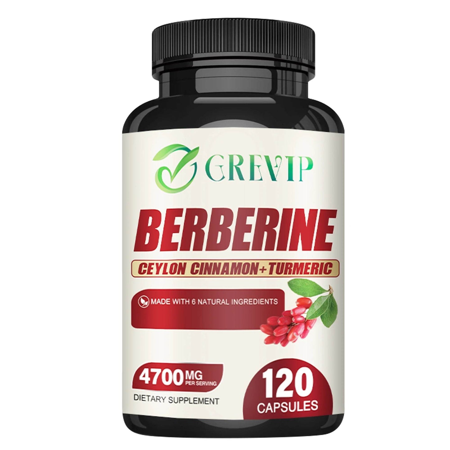 Berberine Supplement - Ceylon Cinnamon, Turmeric - Digestive Health, Antioxidant - 120 Capsules One-Trial stage United States