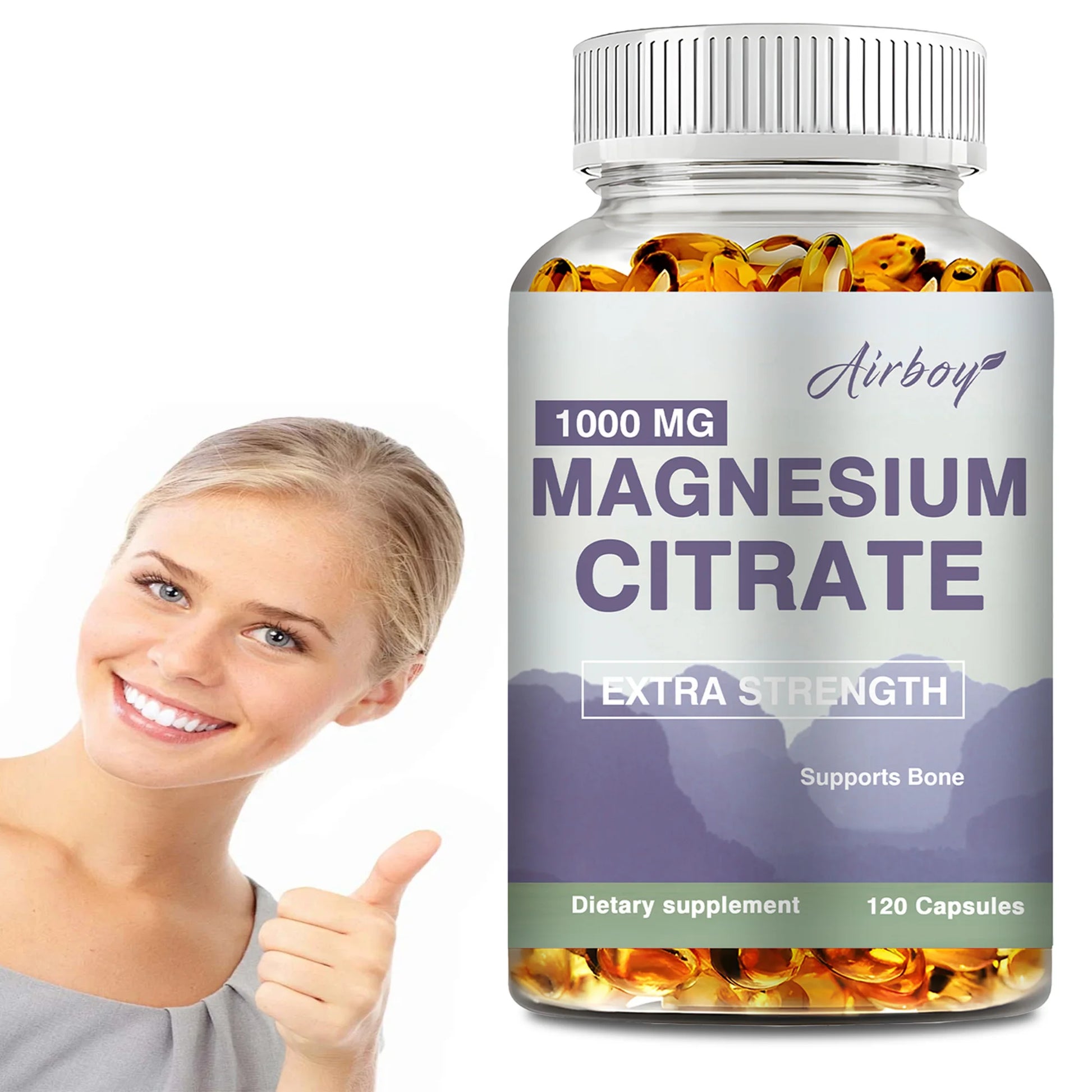 Magnesium Citrate - Supplement for Stress, Relaxation, Bone, Sleep, Heart Health, Nerve, Muscle & Metabolism - 120 Capsules