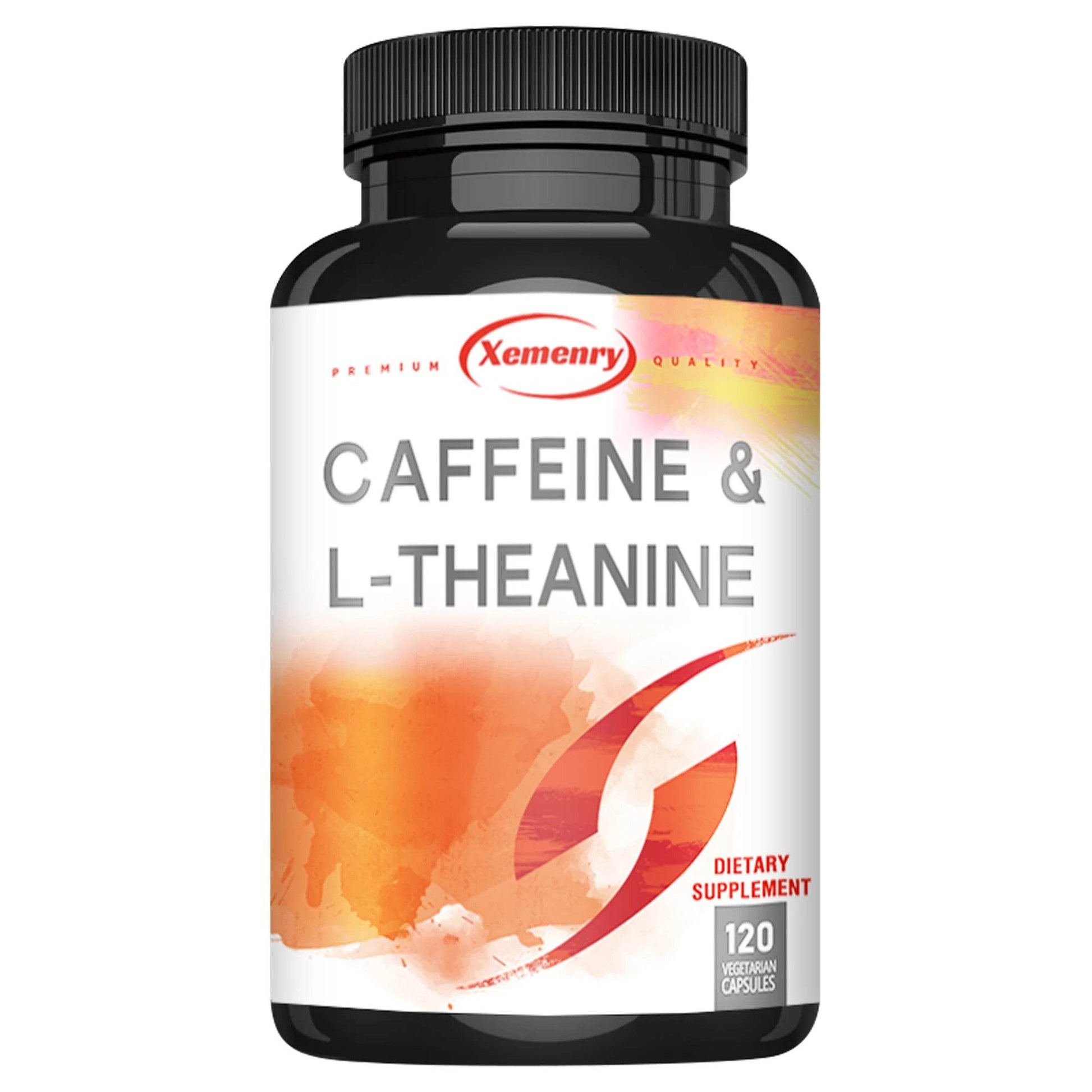 Caffeine & L-theanine Capsules - Enhances Energy Levels, Focus and Concentration - 120 Capsules 120 Capsules United States