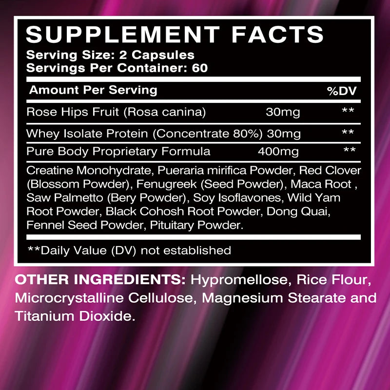 Women's Health Supplements - Anti-Sagging, Enhance Natural Curves - 120 Capsules