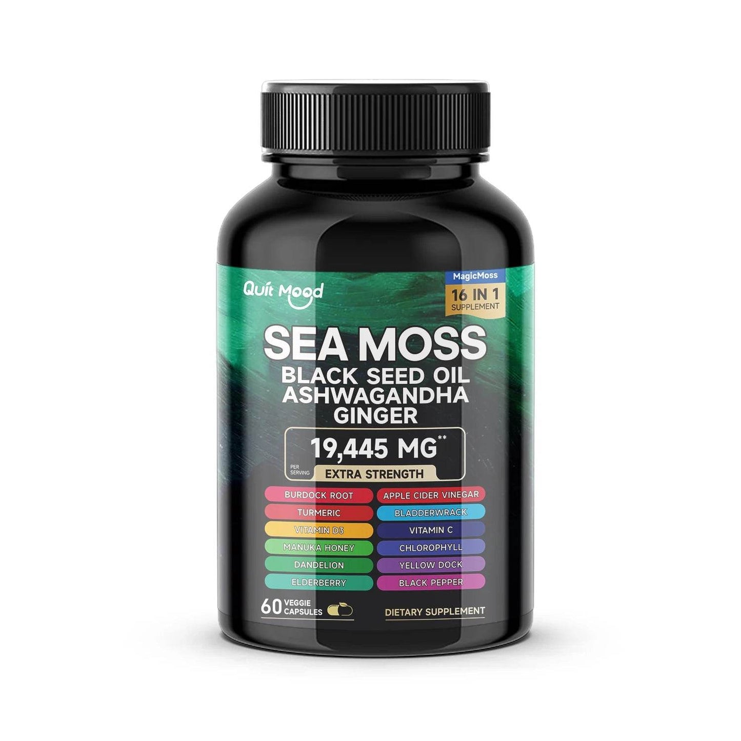 Sea Moss and shilajit Bundle 120 capsules, with Seamoss, Black Seed Oil, Ashwagandha, Ginger, Burdock Root, Turmeric, Black Pepp Sea moss 60 Capsules United States