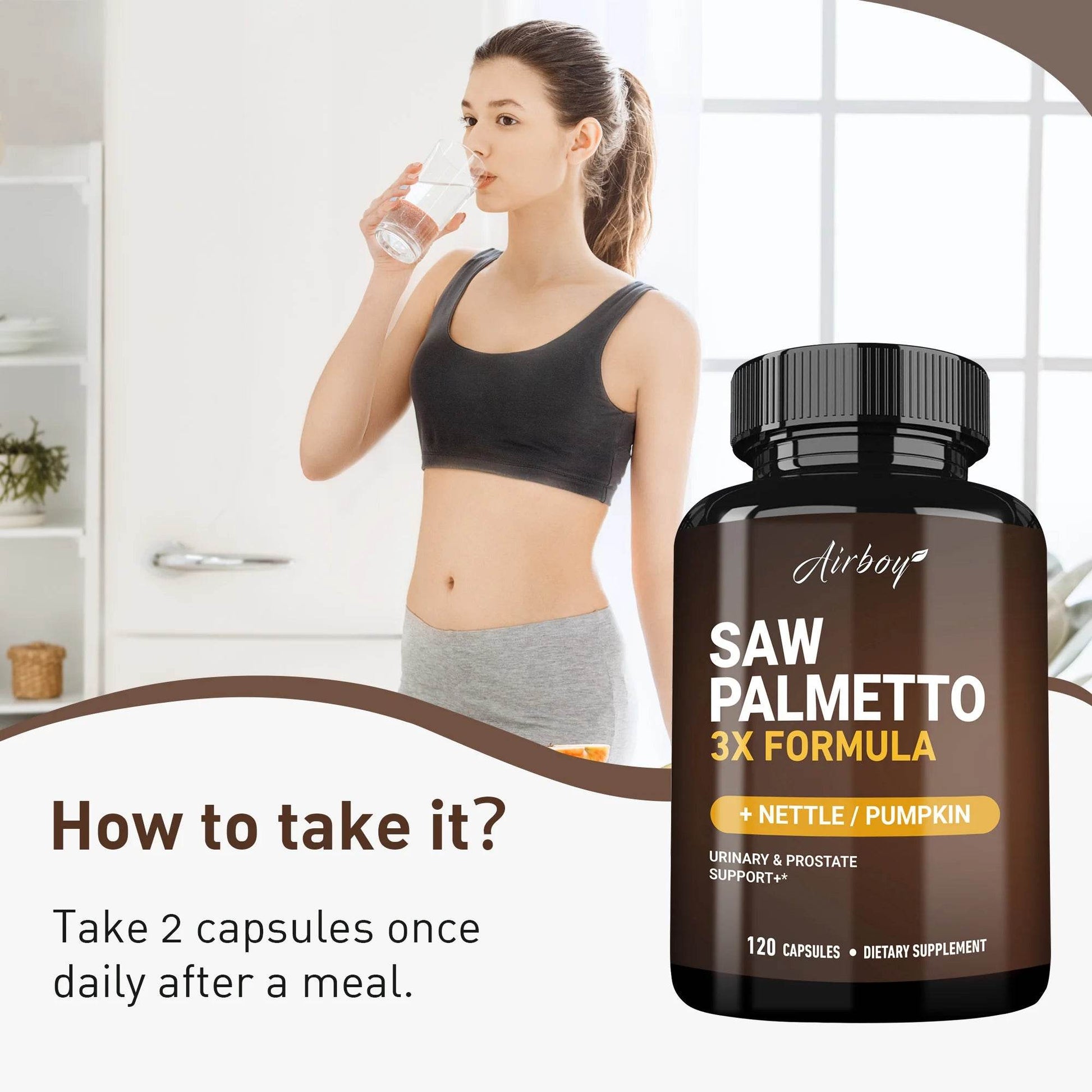 Saw Palmetto Capsules - Supports Prostate and Urinary Tract Health, Blocks DHT, and Promotes Healthy Hair Growth - 120 Capsules