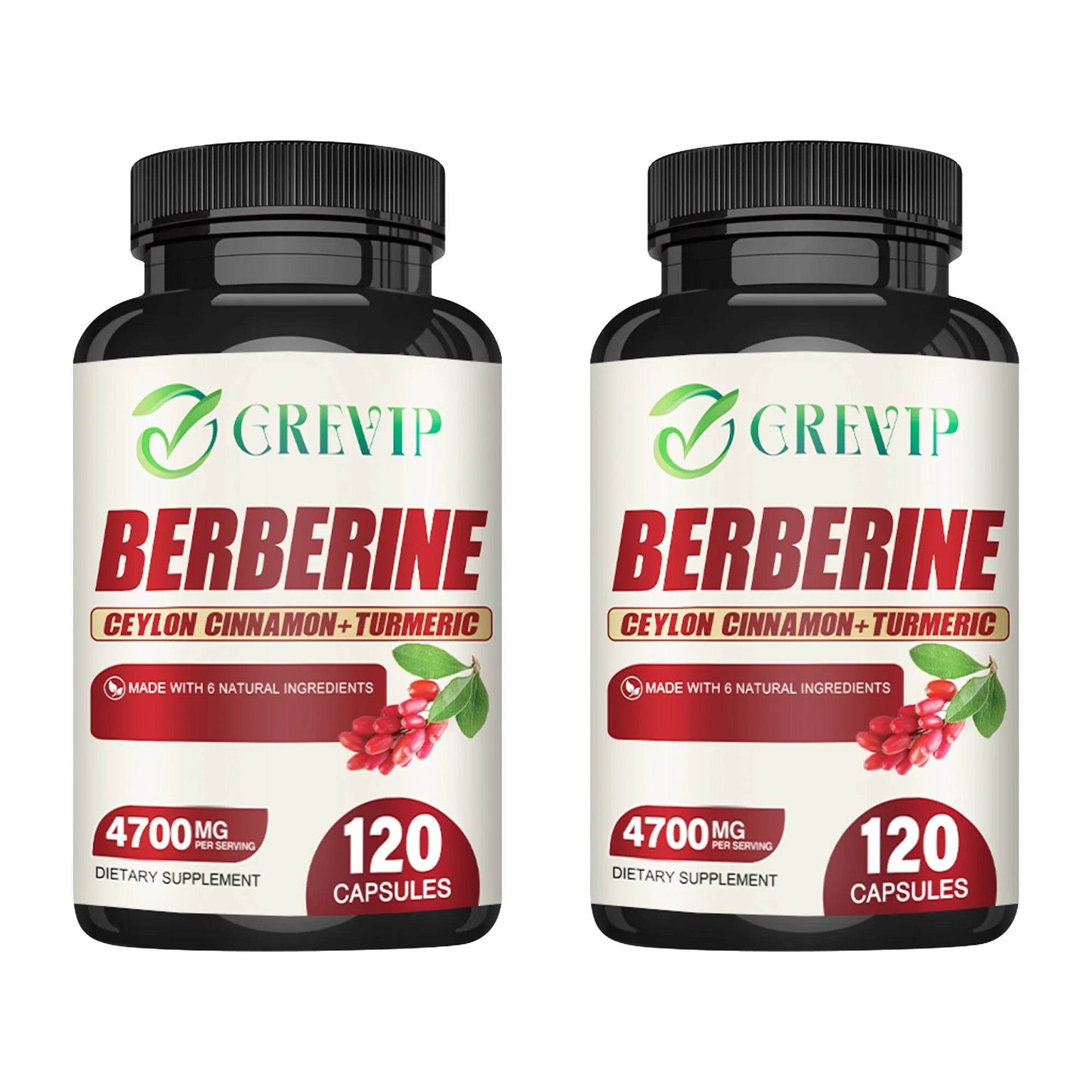 Berberine Supplement - Ceylon Cinnamon, Turmeric - Digestive Health, Antioxidant - 120 Capsules Two-More favorable United States