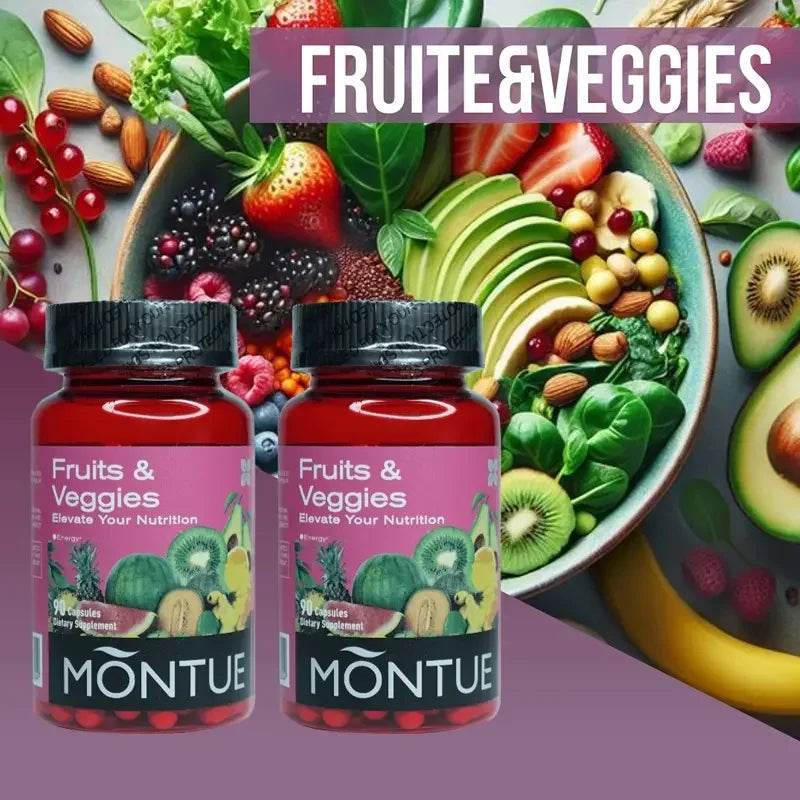 Montue Fruits and Veggies Supplement - 90 Fruit and 90 Veggie Capsules - Supports Energy Levels, Vitamins & Minerals -Made in Th