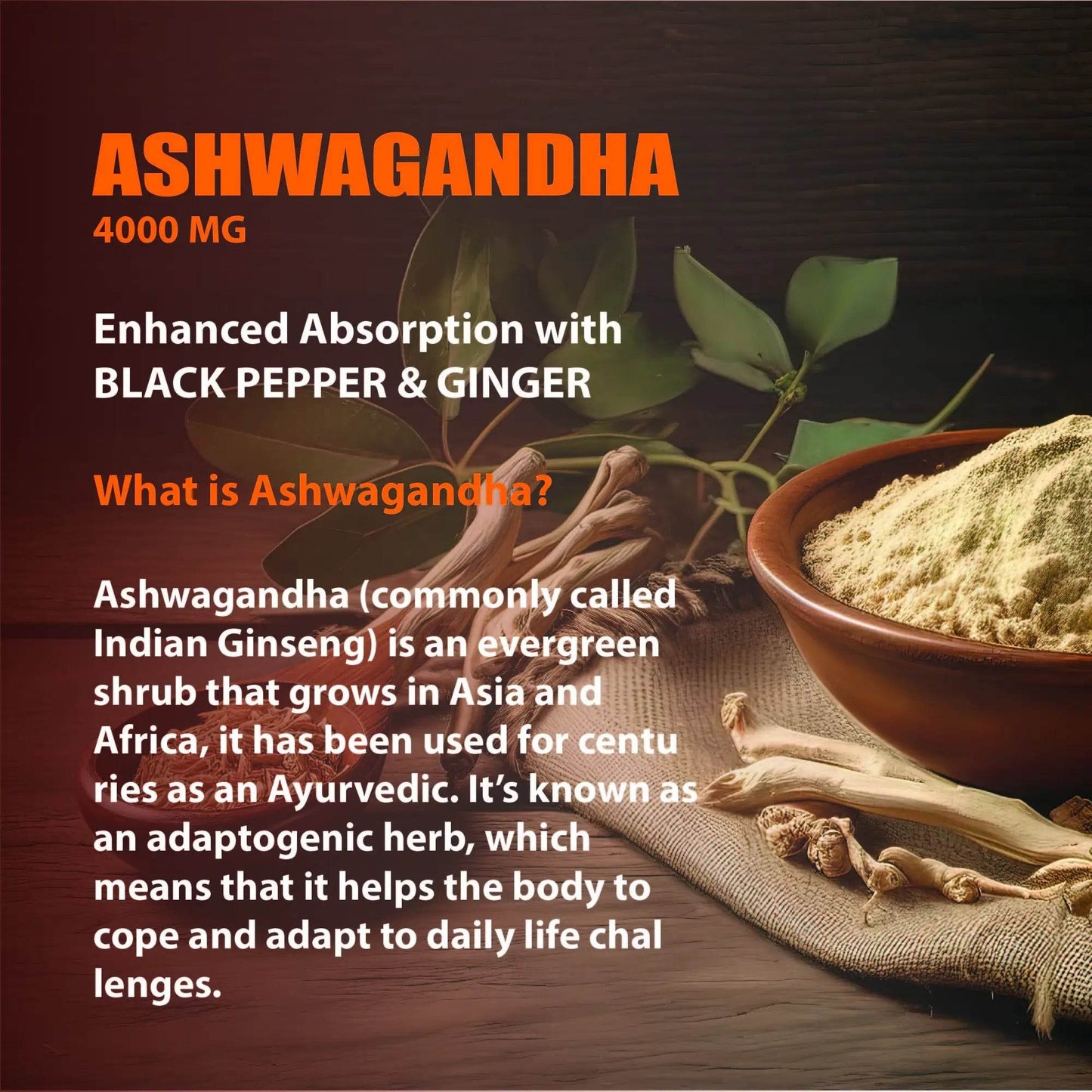 Nature4U Ashwagandha 4000mg Extra Strength, Natural Adaptogen Mood & Stress Support, Sleep & Energy Support, 90 Vegan Capsules