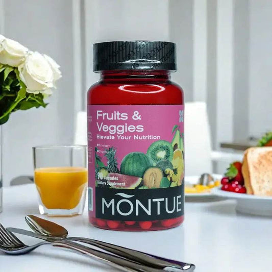 Montue Fruits and Veggies Supplement - 90 Fruit and 90 Veggie Capsules - Supports Energy Levels, Vitamins & Minerals -Made in Th United States