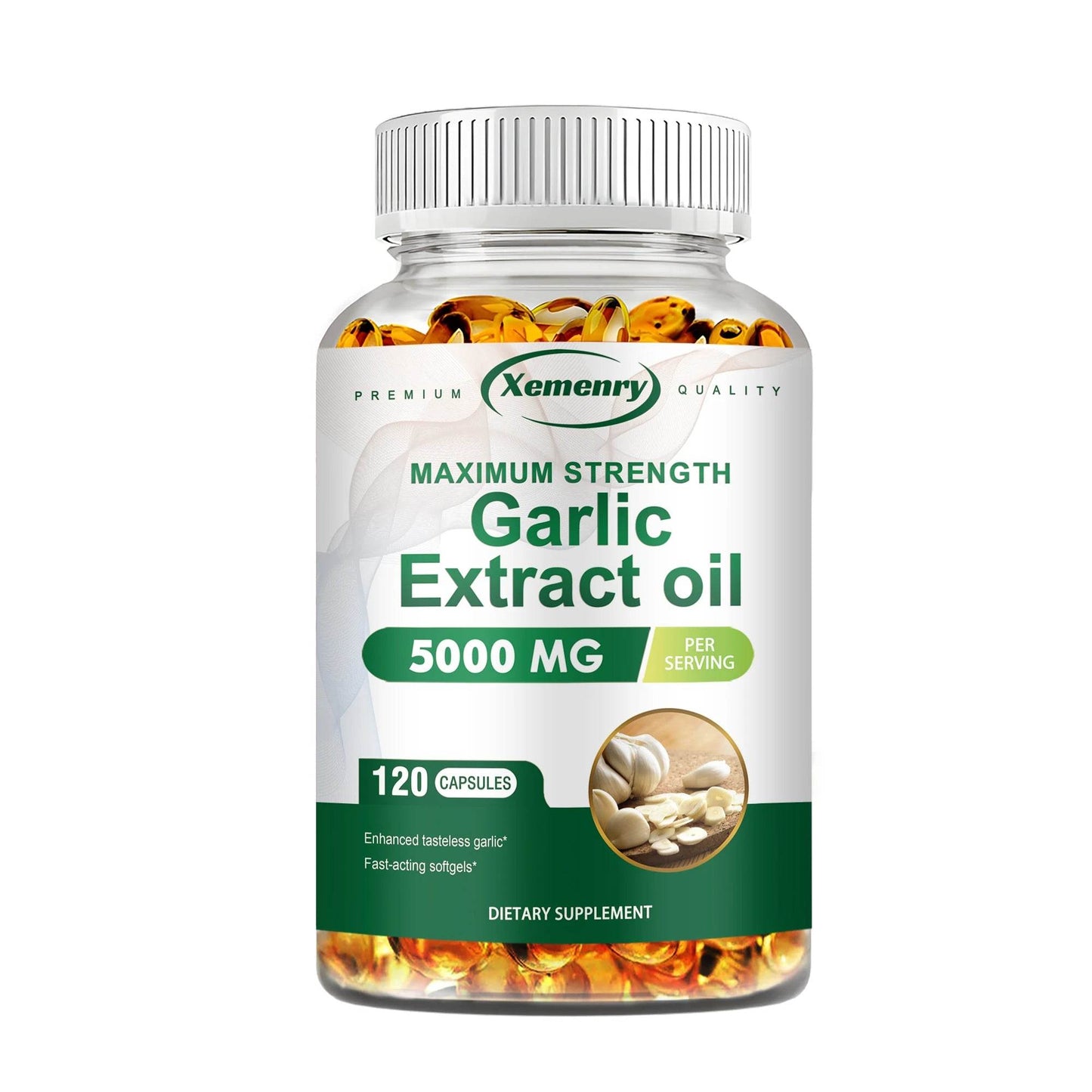 Garlic Oil Capsules - for Immune and Cardiovascular, Cholesterol Health, Enhances Immunity - 120 Capsules 120 Capsules United States