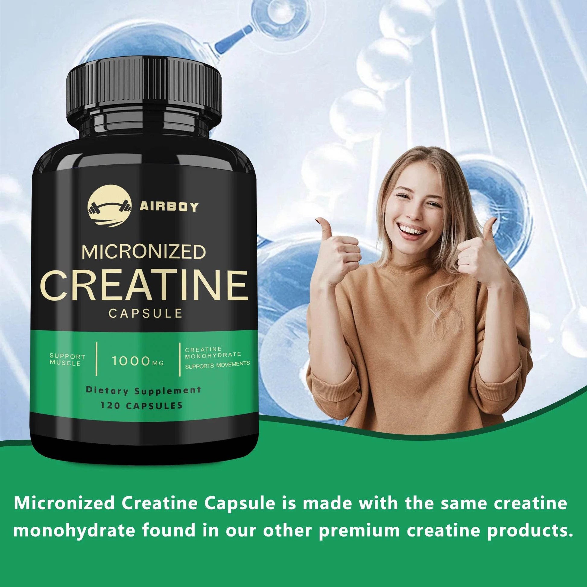Micronized Creatine Capsules - for Muscle Endurance, Build Muscle & Enhance Performance - 120 Capsules