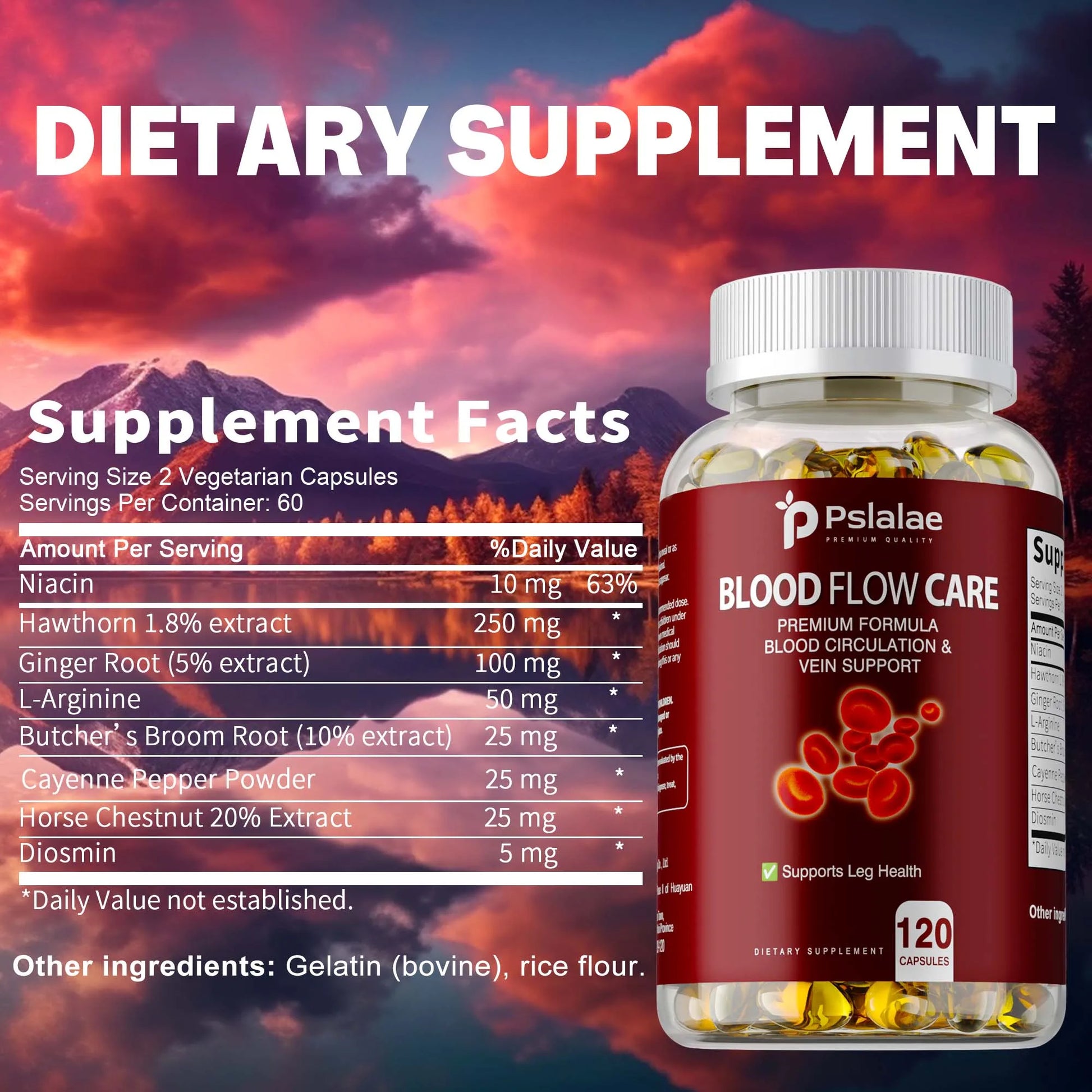 Blood Flow Care - Balance Blood Pressure, Support Heart, Cardiovascular Health, Promote Blood Circulation - 120 Capsules