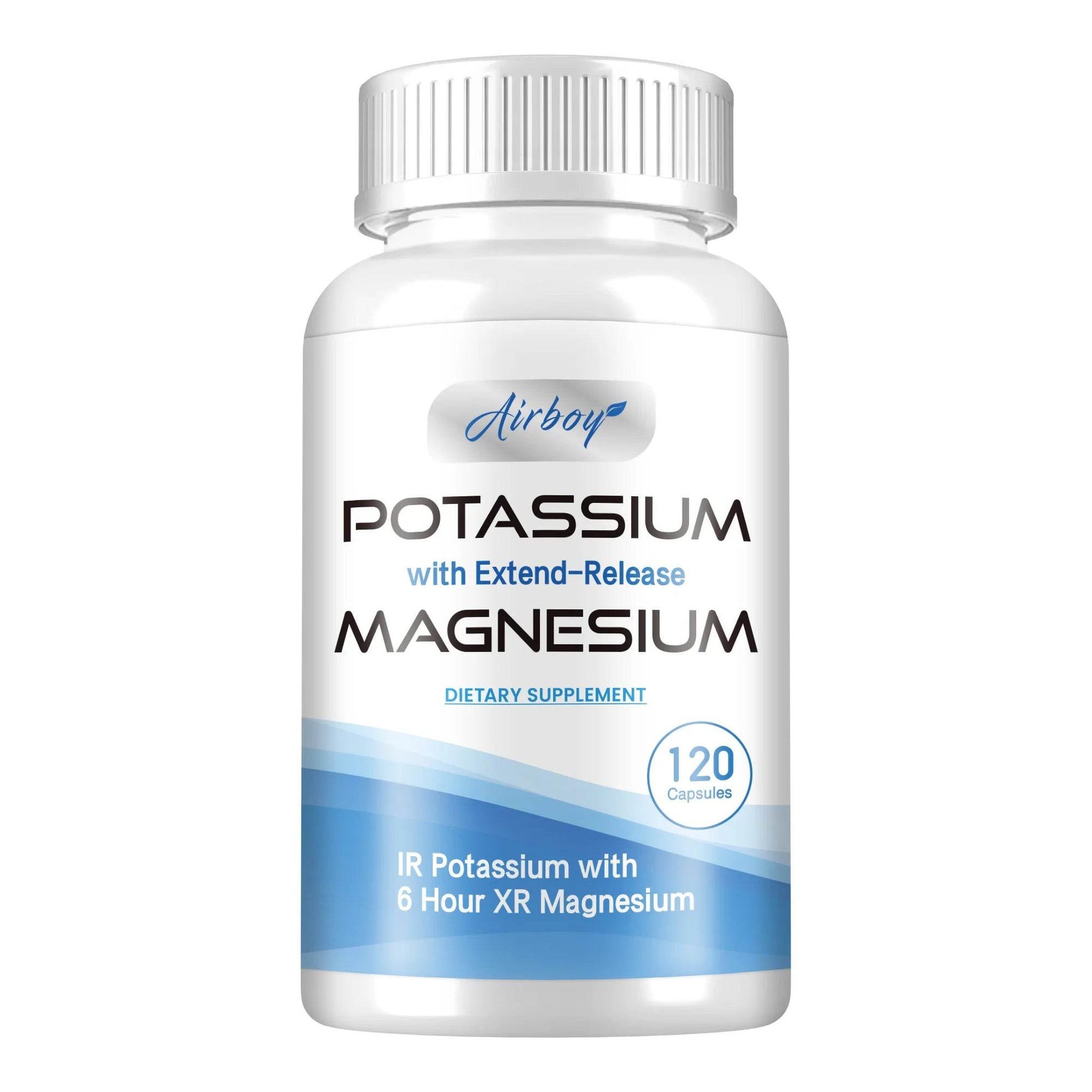 Potassium with Magnesium Supplement - Blood Pressure Support, Promotes Healthy Blood Flow, Heart Health - 120 Capsules 120 Capsules United States