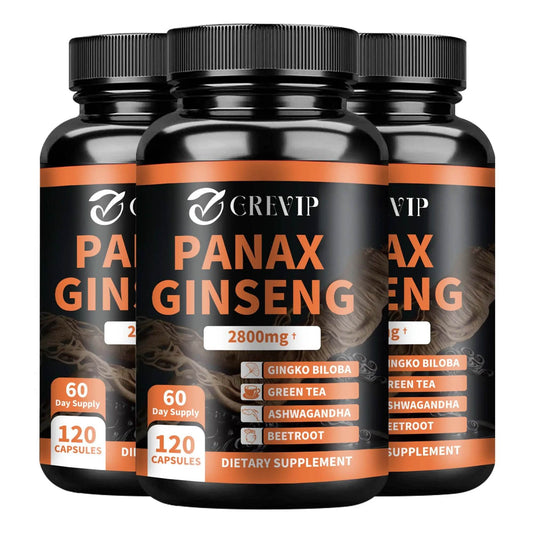 Panax Ginseng Supplement - Improve Memory and Concentration, Enhance Energy Endurance - 120 Capsules Three-Best choice United States