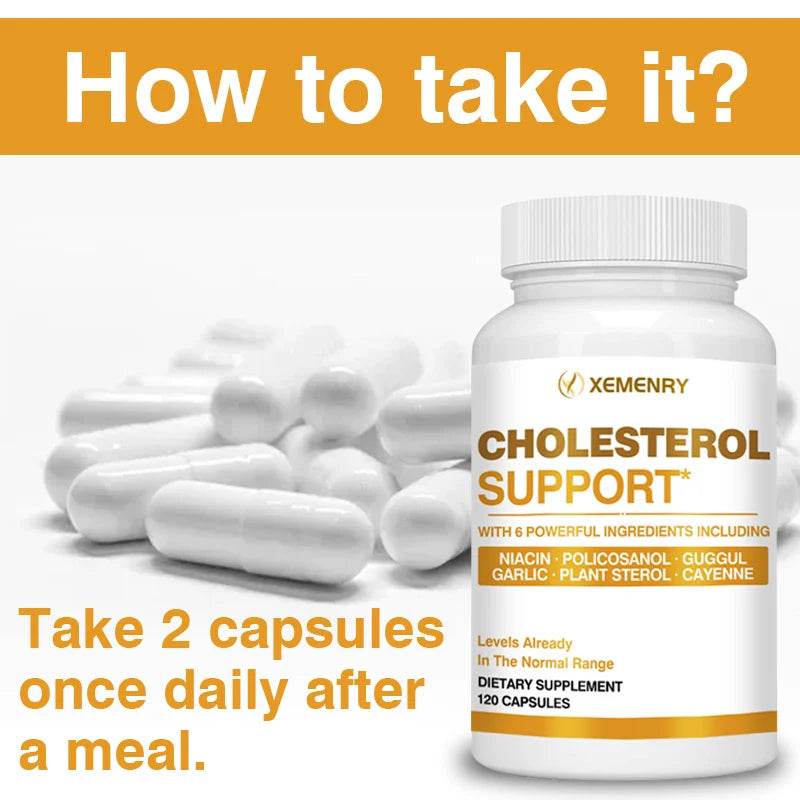 Cholesterol Support - Maintains Healthy Cholesterol Levels, Promotes Blood Flow, and Supports Heart Health - 120 Capsules
